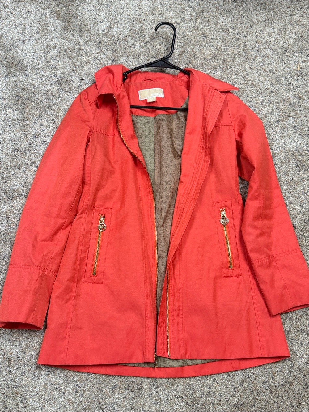 Michael Kors Coral Trench Coat with Gold Hardware
